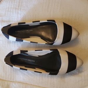 Christian Siriano Black & White Stripe Pointed Flats